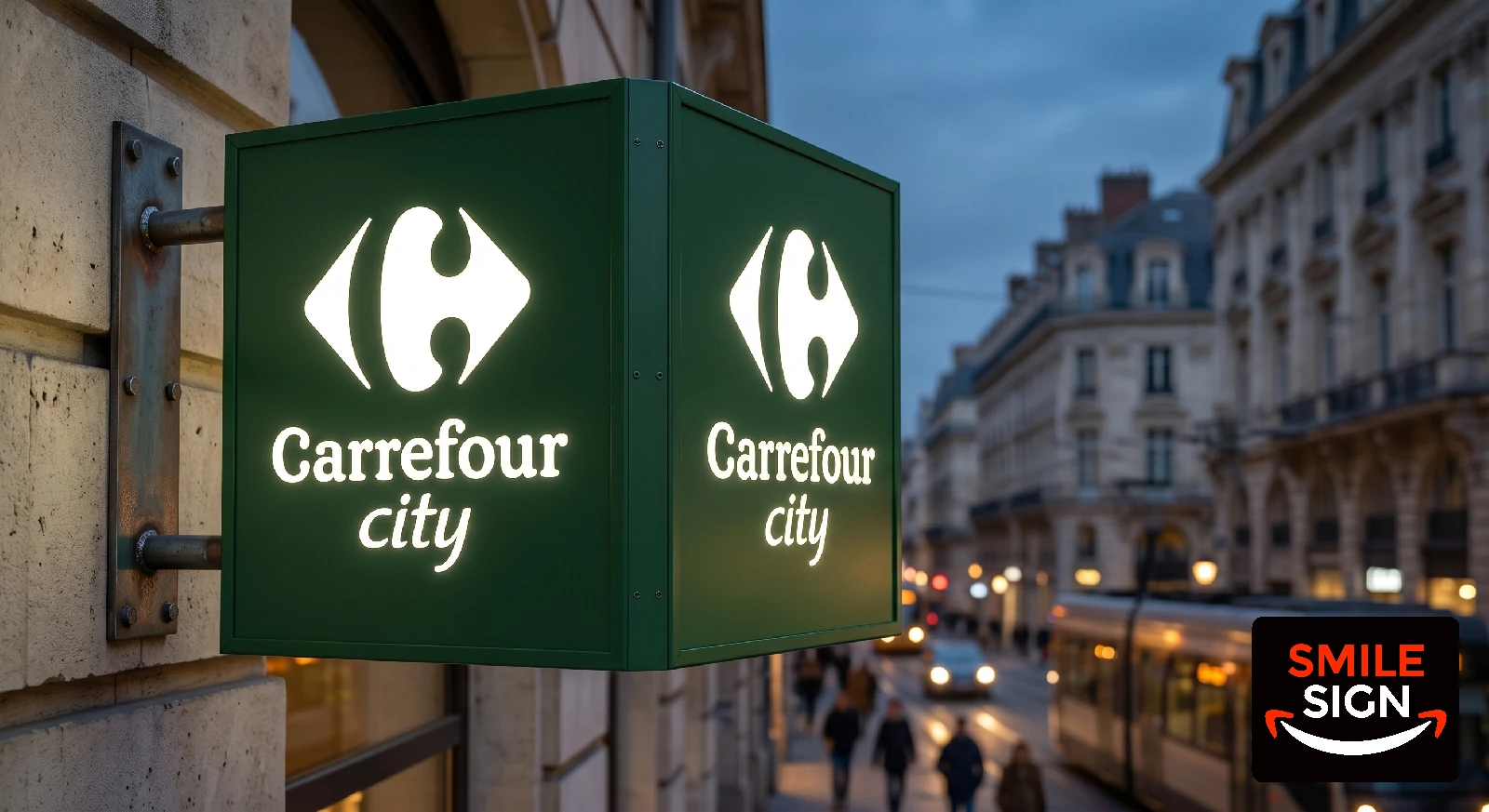 Carrefour City gevelreclame lichtbak gemaakt door doosletter fabriek.