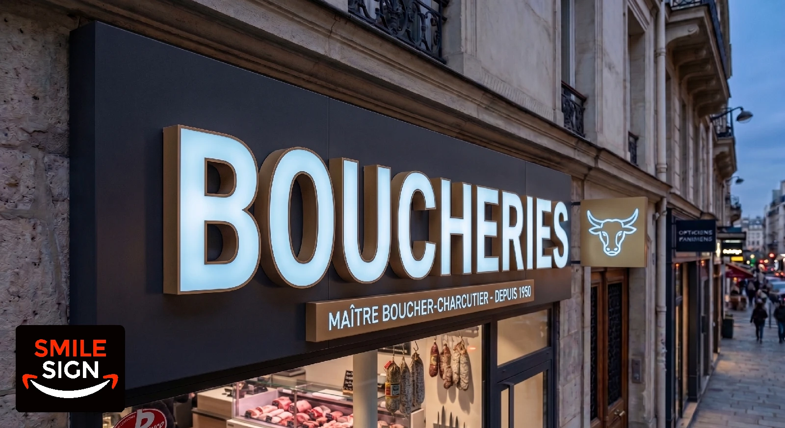 Boucheries slagerij 3D gevelletters van de doosletter fabrikant.